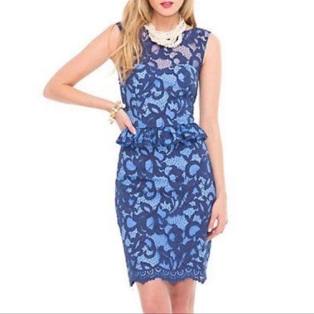 - Lilly Pulitzer Kiri Blue Peplum Dress